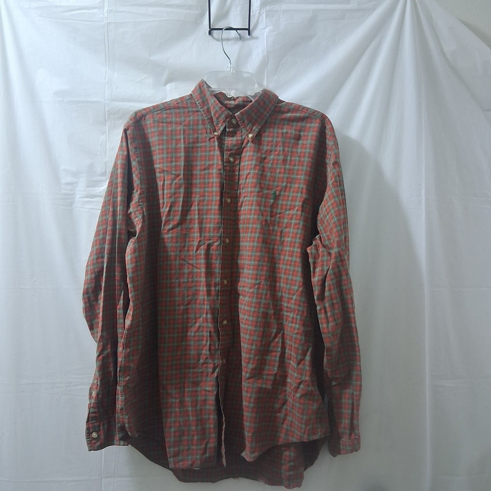 Ralph Lauren Mens XL Classic Fit Red Green Plaid Long Sleeve Button Down Shirt‎